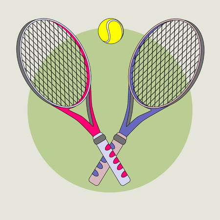 Tennis racket and ball. Color vector pictureのイラスト素材