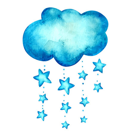 Watercolor blue background. Cloud. Vector background.のイラスト素材