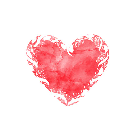 Heart from Flowers.  Vector watercolor background. Floral romantic frame. Vintage background. Invitation.のイラスト素材