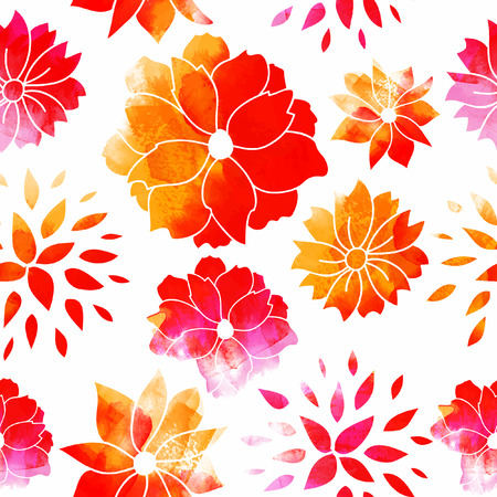 Watercolor floral seamless pattern. Vector flower background.のイラスト素材
