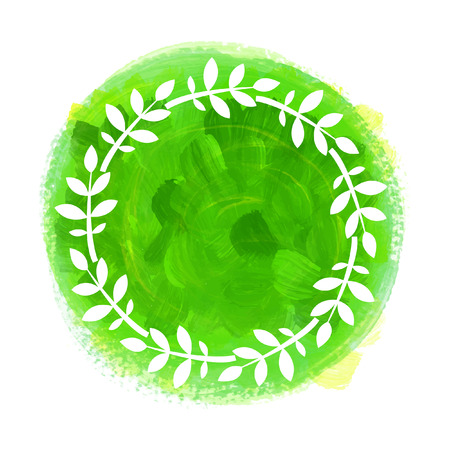 Watercolor green rounded frameのイラスト素材