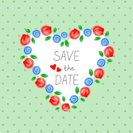 Floral frame. Heart.  Vector retro  background. Floral romantic frame. Vintage background. Place for text. Invitation.のイラスト素材