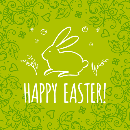 Template design Easter card with Easter bunny.のイラスト素材
