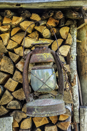 old vintage kerosene lampの写真素材