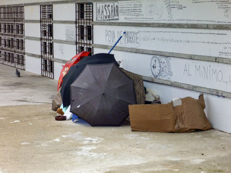 Dirty poverty poornes homeles in Barcelona spainのeditorial素材