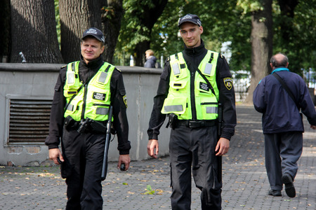 Riga Municipal Police in the park Latvia photo taken in september 9, 2017.のeditorial素材