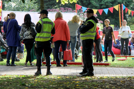 Riga Municipal Police in the park Latvia photo taken in september 9, 2017.のeditorial素材