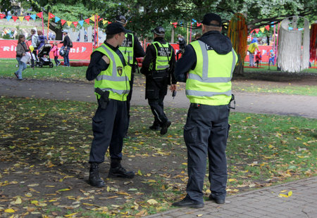 Riga Municipal Police in the park Latvia photo taken in september 9, 2017.