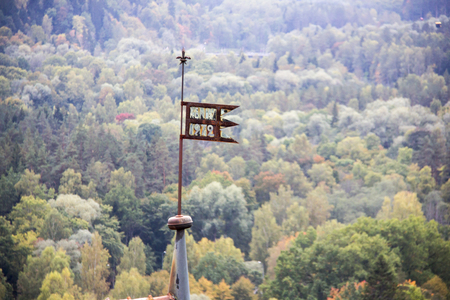 Top view of the valley of the river Gauja and Turaida castle Latviaの写真素材