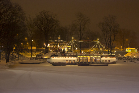 the ice sculptures on the 20th International Ice Sculpture Festival in the Jelgava Latviaのeditorial素材