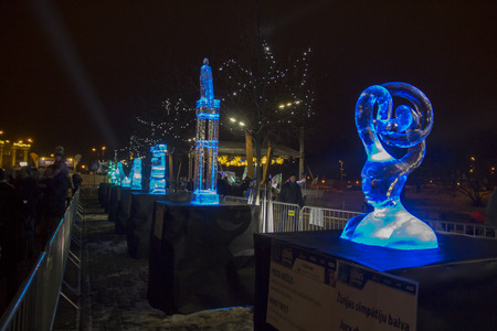 the ice sculptures on the 20th International Ice Sculpture Festival in the Jelgava Latviaのeditorial素材