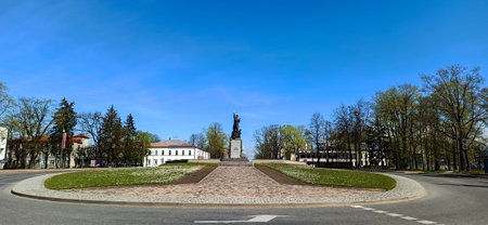 REZEKNE, LATVIA â MAY 4 , 2020: United for Latvia Monument.Â The Monument of Latgalian Liberation  is the Symbol of Rezekne.のeditorial素材