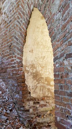 The Ruins of Veckalsnava Church. Olds Architecture Details of the Lutheran Church in the Kalsnava Parish Latvia. Sunny Spring Day.の写真素材