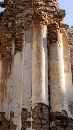 The Ruins of Veckalsnava Church. Olds Architecture Details of the Lutheran Church in the Kalsnava Parish Latvia. Sunny Spring Day.の写真素材