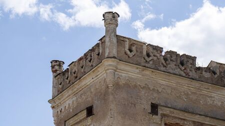 Destroyed Odzienas Castle in Latvia, Europe on a Beautiful Sunny Spring Day, Concept of Travel in Harmony on Countryside. Detail of the Ancient Castle With Tower.の写真素材