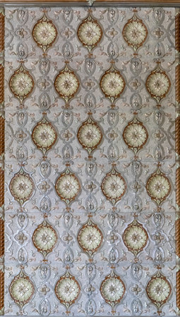 Antique Old Fashioned Tiled Stove. Textures, Backgrounds  Ceramic Tile on the Stove for Heating.