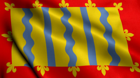 Cambridgeshire City Flag. Waving Fabric Satin Texture 3D Illustration. Real Texture Flag of the Cambridgeshire United Kingdom Banner Collection. High Detailed Flag Animation England, UKの写真素材