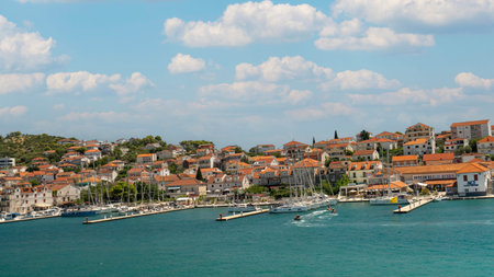 Trogir, Croatia, 30 July 2024: Admirable Promenade in the Touristic Harbor With Yachts, Boats and...