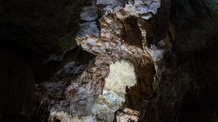 Demanovska Cave Of Liberty In Low Tatras Slovakia With Stalactites Stalagmites And Underground Waterfall Lake Most Visited Cave In Slovakia Natural Limestone Formationsの写真素材