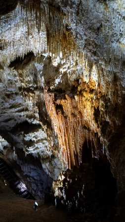 Demanovska Cave Of Liberty In Low Tatras Slovakia With Stalactites Stalagmites And Underground Waterfall Lake Most Visited Cave In Slovakia Natural Limestone Formationsの写真素材