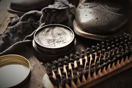 An image of cleaning shoesの写真素材
