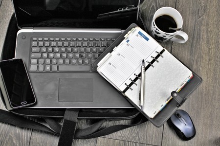 An image of a planner, organizer, calendar with phoneのeditorial素材