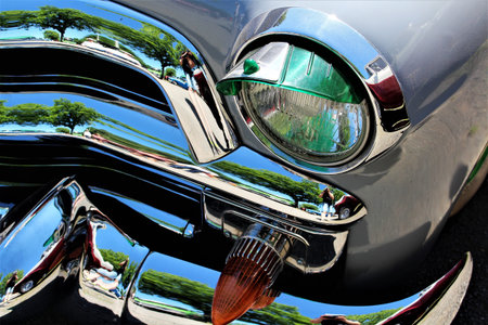 Classic us car, vintage, headlight - Kaunitz / Germay - 2017 May 27.