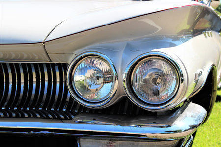 Classic us car, vintage, headlight - Kaunitz / Germay - 2017 May 27.
