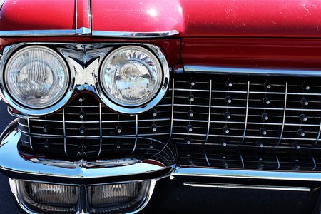 An Image of a Classic car headlight - muscle car - Kaunitz / Germany - 2017 May 27.のeditorial素材