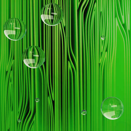 3d render of green abstract vertical lines with drops.の写真素材