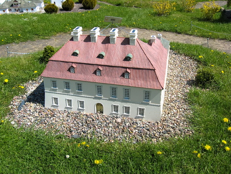 Strysza Buda (Mirachowo), Poland - May 03, 2014: Kaszubski Miniature Park. Scale modelのeditorial素材