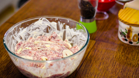 Cooking Meat. Onions And Tomatoes Dance Around The Frying Pan, Then A Plate Of Sliced Meat Appears...