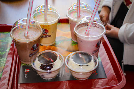 GÃ³ra Åw. Anny, Autostrada A4,  Poland - May 02, 2015: Desserts at KFC. Krushers.のeditorial素材