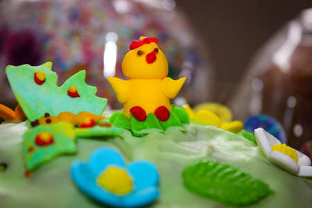 Beautiful Decor On Traditional Ukrainian Easter Breadの写真素材