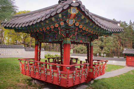 Kyiv, Ukraine - April 16, 2018: Beautiful Scenery While Walking In The Korean Gardenのeditorial素材