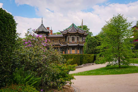 Brussels, Belgium - May 11, 2018: View Of The Chinese Pavilion In Royal Parkのeditorial素材