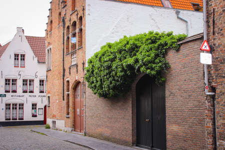 Bruges, Belgium - May 12, 2018: View To Exterior Very Old Restaurant Pieter Pourbusのeditorial素材