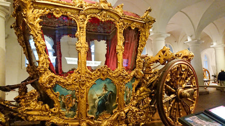 Munich, Bavaria, Germany - August 30, 2018: Carriages and their elements in the Nymphenburg Palace...
