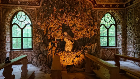 Munich, Bavaria, Germany- September 02, 2018: Interiors of old chapel in the park of the Nymphenburg...