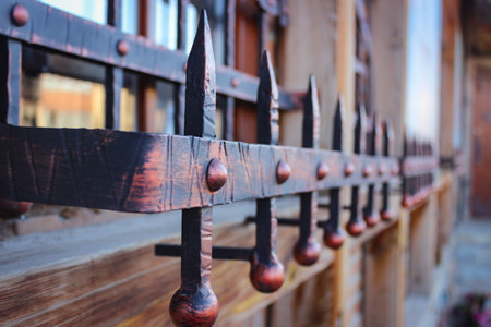 Metal forged grating on windows.の写真素材