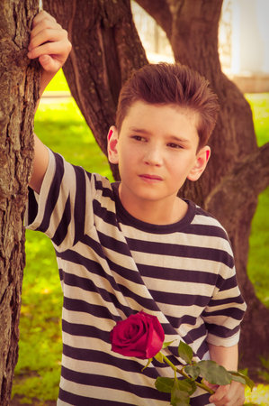 the boy with the rose. the concept of the love of children