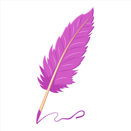 Ink pen with plume. Vintage letter subject. Symbol of poetry and literatureのイラスト素材