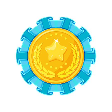 Gold medal with star and laurel. Achievement Award. Vector illustration of winner iconのイラスト素材