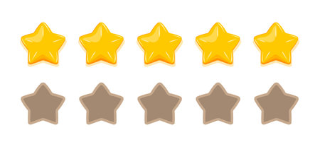 Five stars for rating, product review in online store. Feedback score on the websiteのイラスト素材