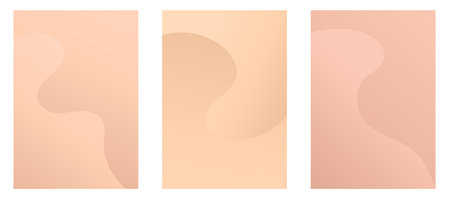 Gradient background in nude color. Set of pastel posters with wave transition. Vector abstract beige texture.のイラスト素材