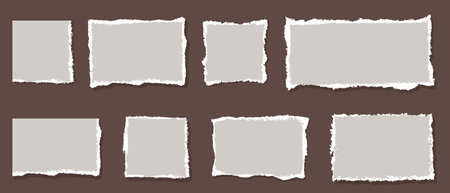 Rectangular and square scraps of paper. Torn sheet. Frame with uneven edges for collage.のイラスト素材