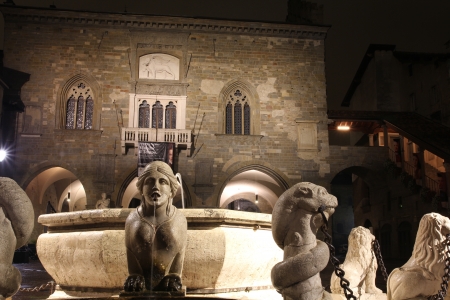 medieval Bergamo squareのeditorial素材