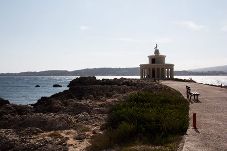 a view of Kefalonia lighthouseの写真素材