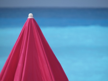 a view of umbrella on the beachの写真素材