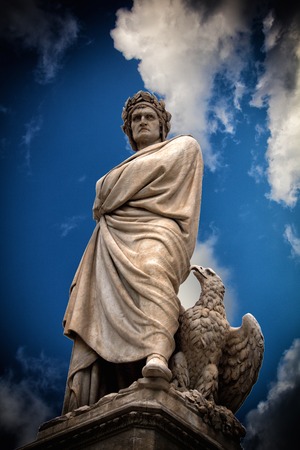 a view of a Dante statue in Florence,Italyのeditorial素材